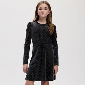 NEW Gap Kids Puff Sleeve Velvet Skater Dress